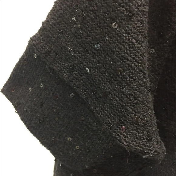 QED London Black Poncho Like Cable Knit Sweater Sequins S/M Square Blouse - Picture 6 of 6